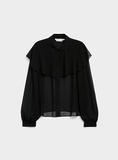 Cape ruffle chiffon blouse