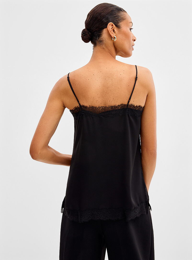 Lace trim satiny cami | Contemporaine | | Simons