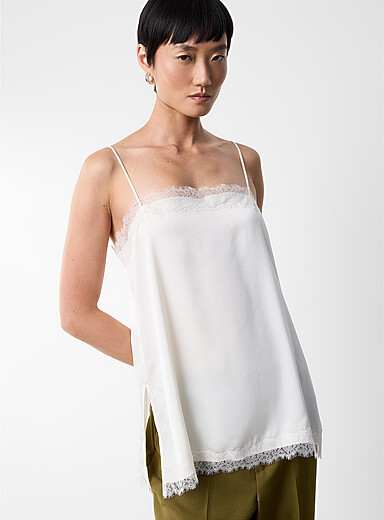 Lace trim satiny cami