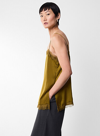 Lace trim satiny cami