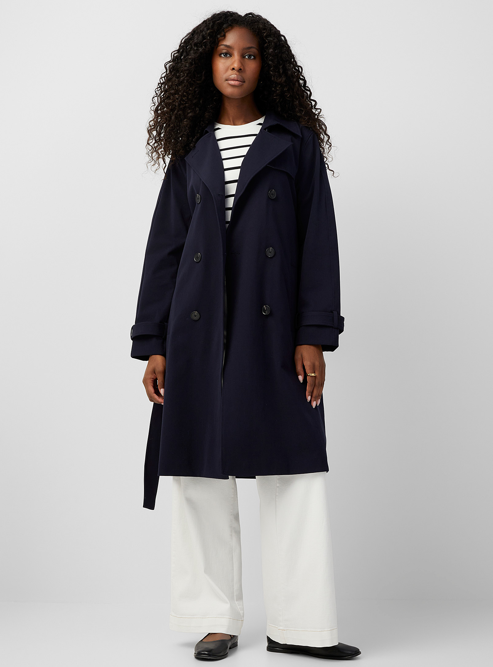 Contemporaine Belted Water-repellent Trench Coat In Marine Blue