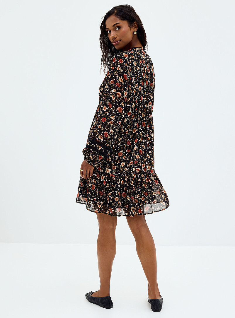 Crocheted trims floral chiffon dress product image 3