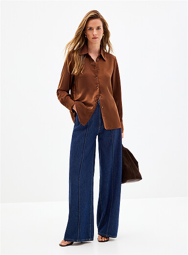 Loose fluid satin shirt product image 3