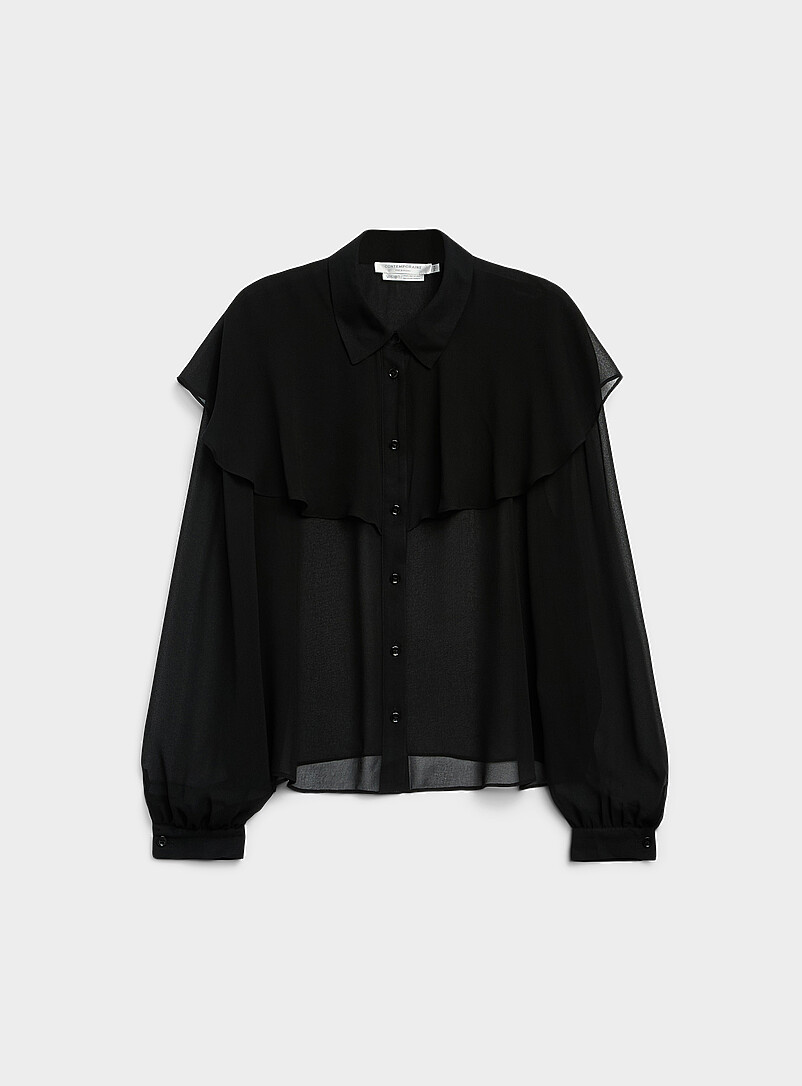 Cape ruffle chiffon blouse product image (primary)
