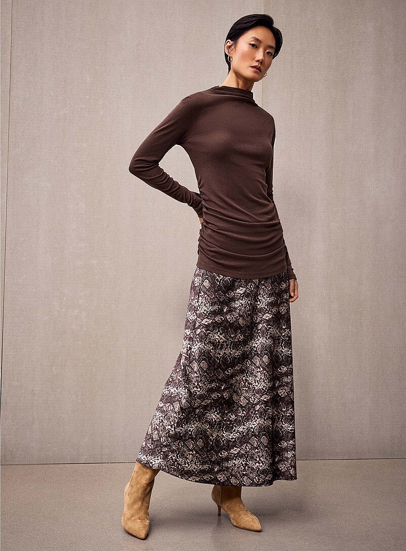 Printed satin maxi skirt product image (primary)