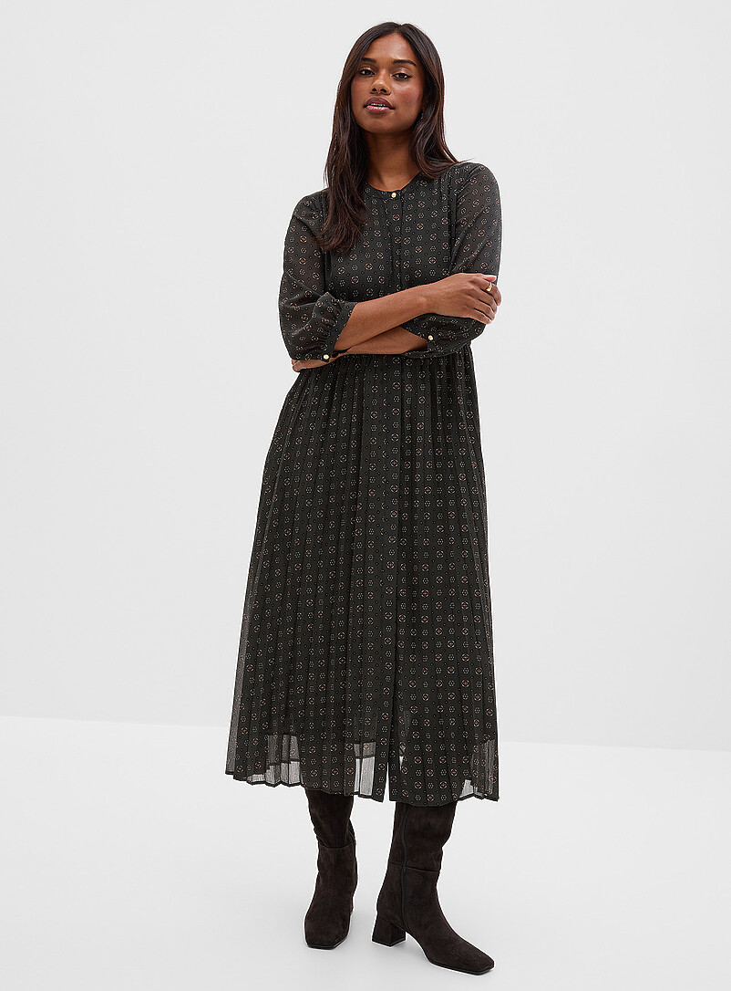Medallion mosaic pleated chiffon dress product image (primary)
