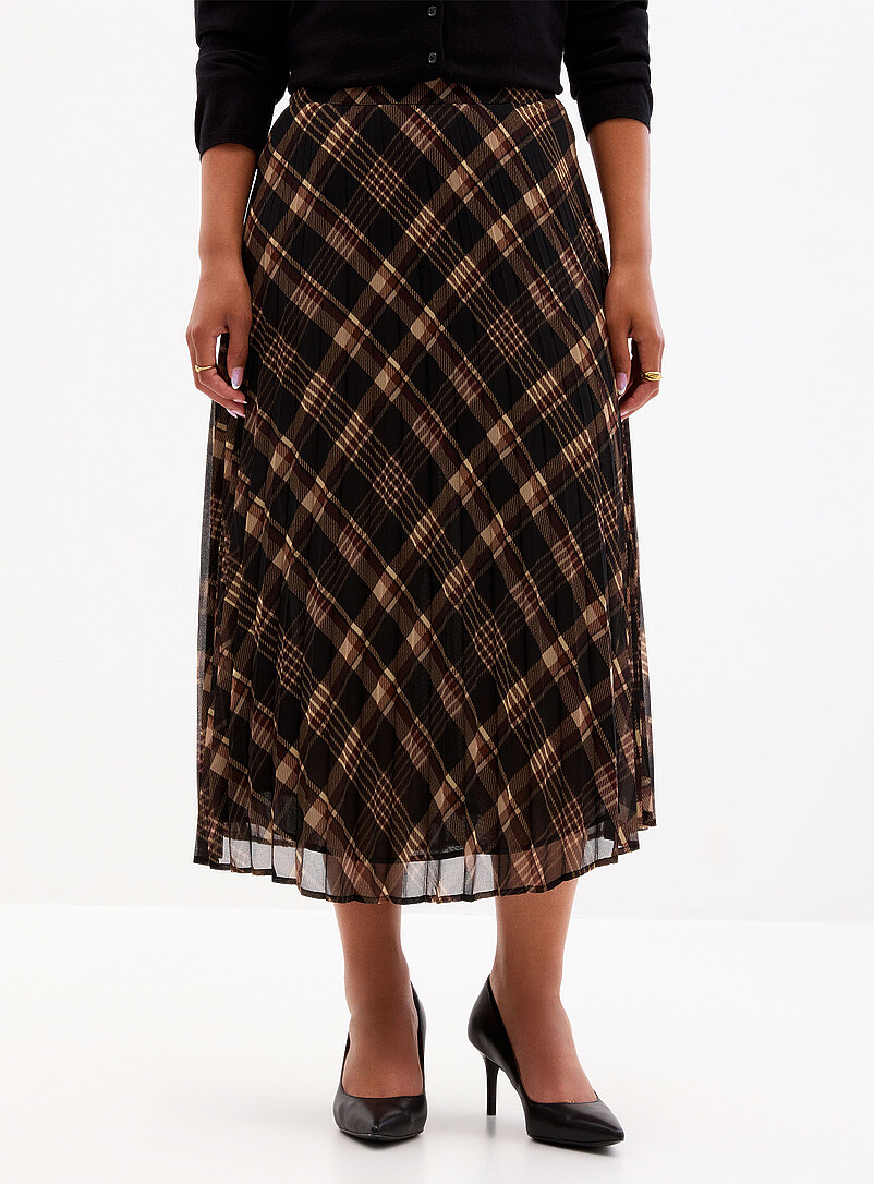Nocturnal plaid pleated chiffon skirt product image 2