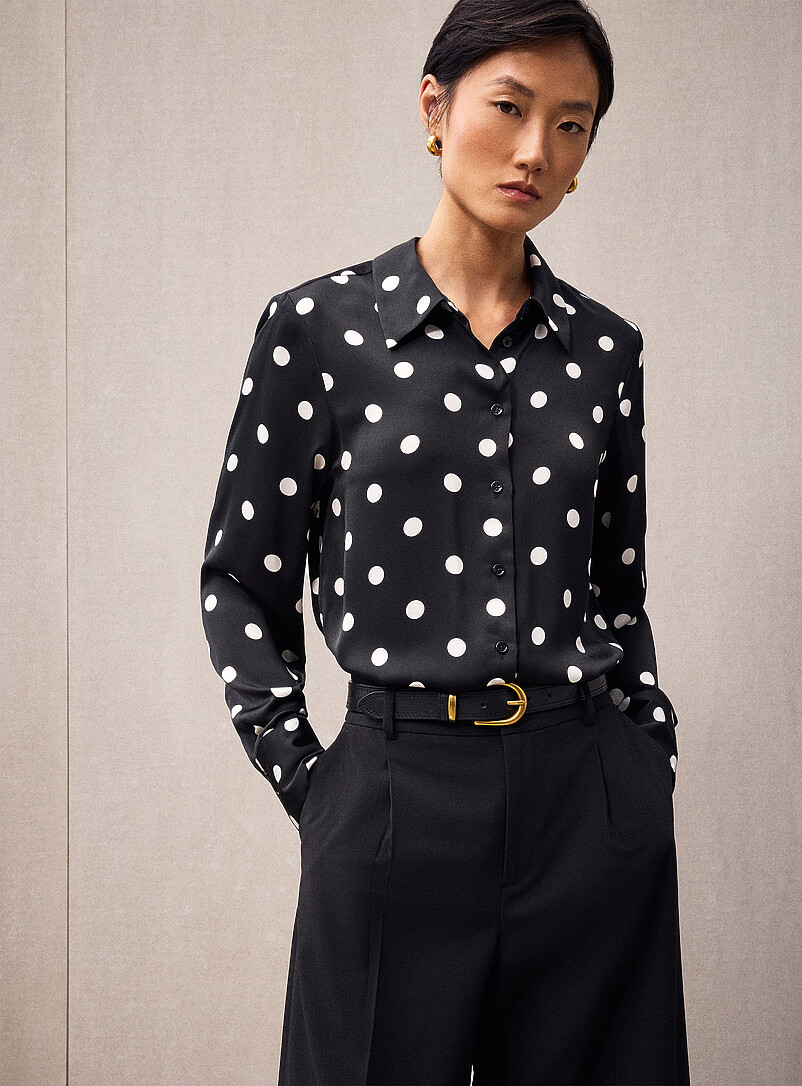 Loose polka-dot satin shirt product image (primary)