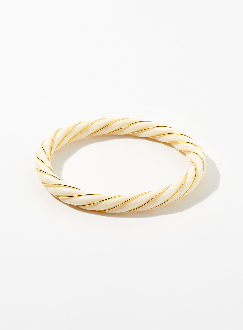 LA2L Ivory White Golden twisted resin bracelet for women