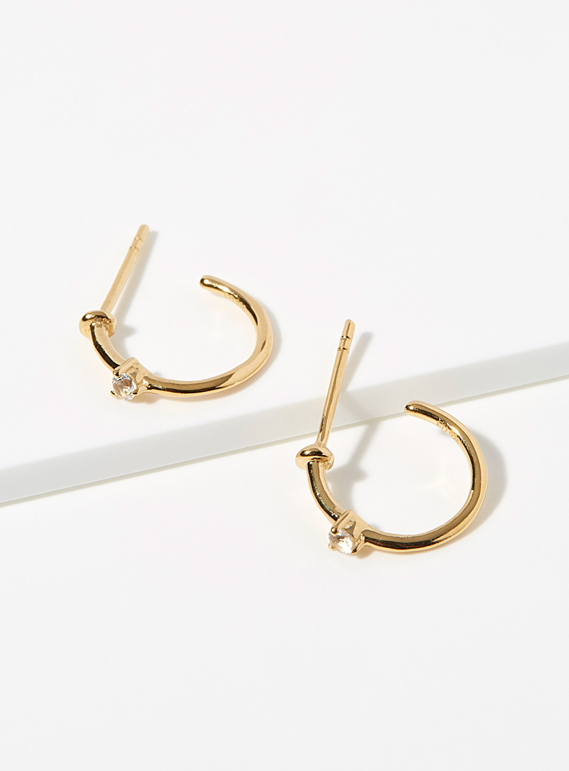 Trois petits points Gold  Delicate topaz hoops for women