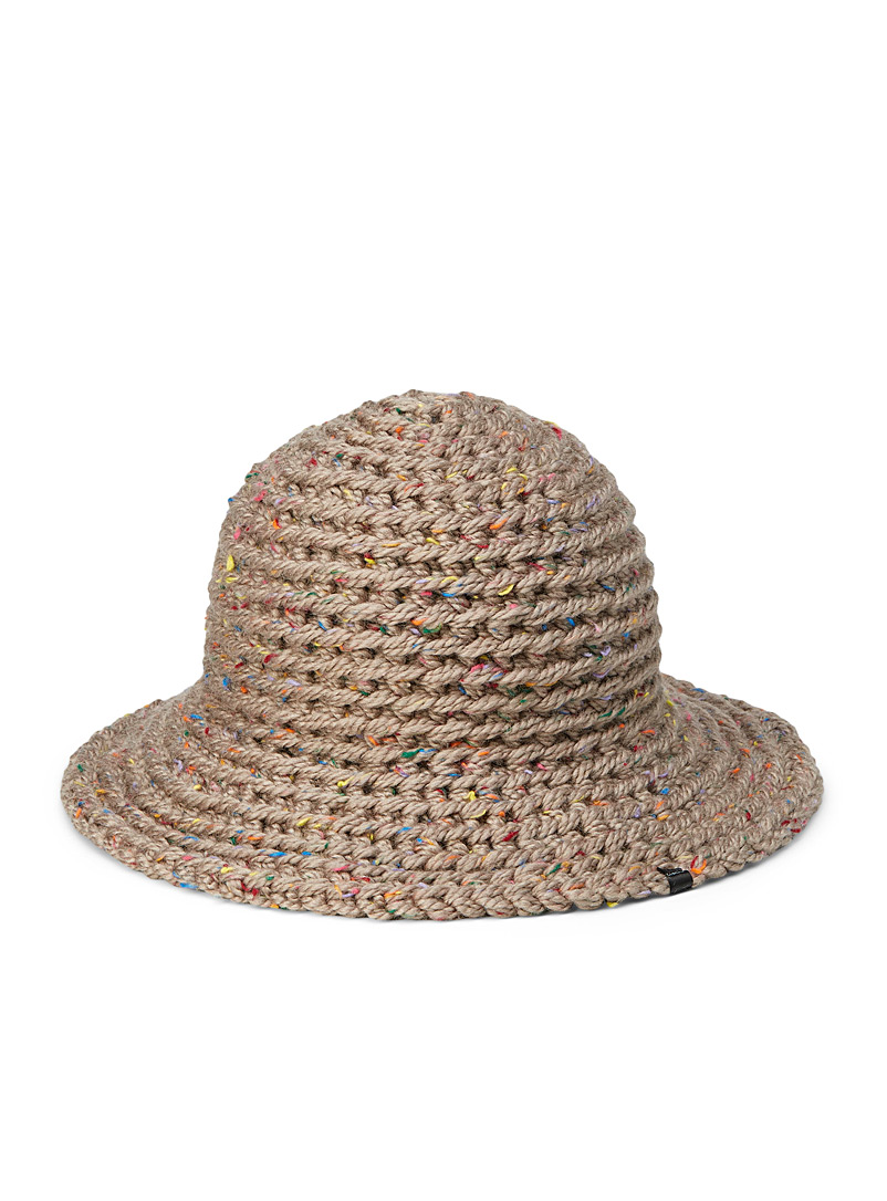 Gibou Cream Beige Twisted crochet wool bucket hat for women