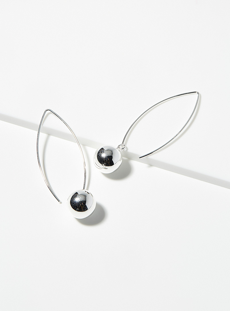 Clio blue Silver Shiny sphere hoops for women