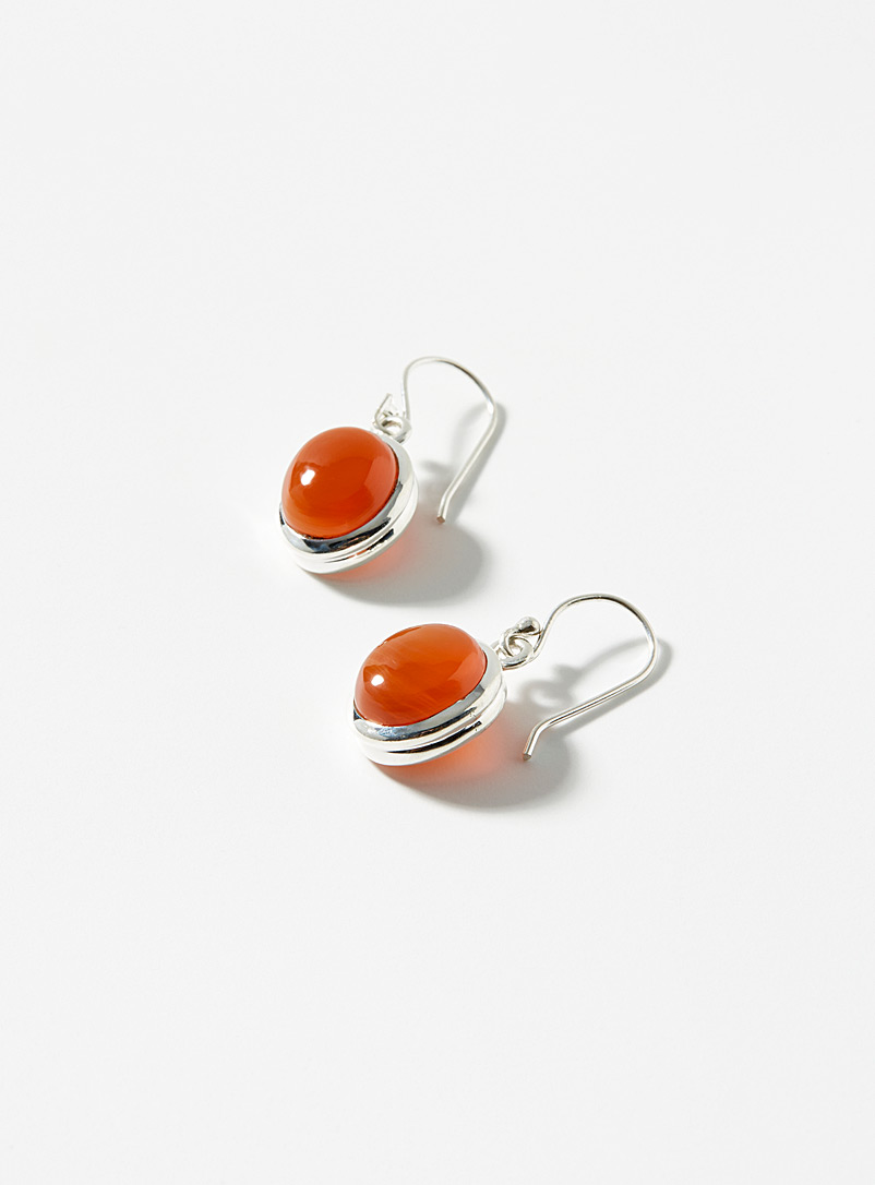 Clio blue Medium Orange Natural gemstone earrings for women