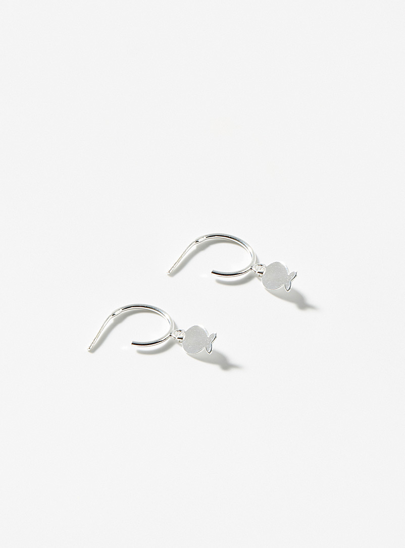 Clio blue Silver Silver fish earrings for women