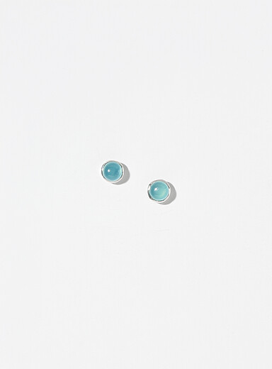 Azure-blue small round earrings