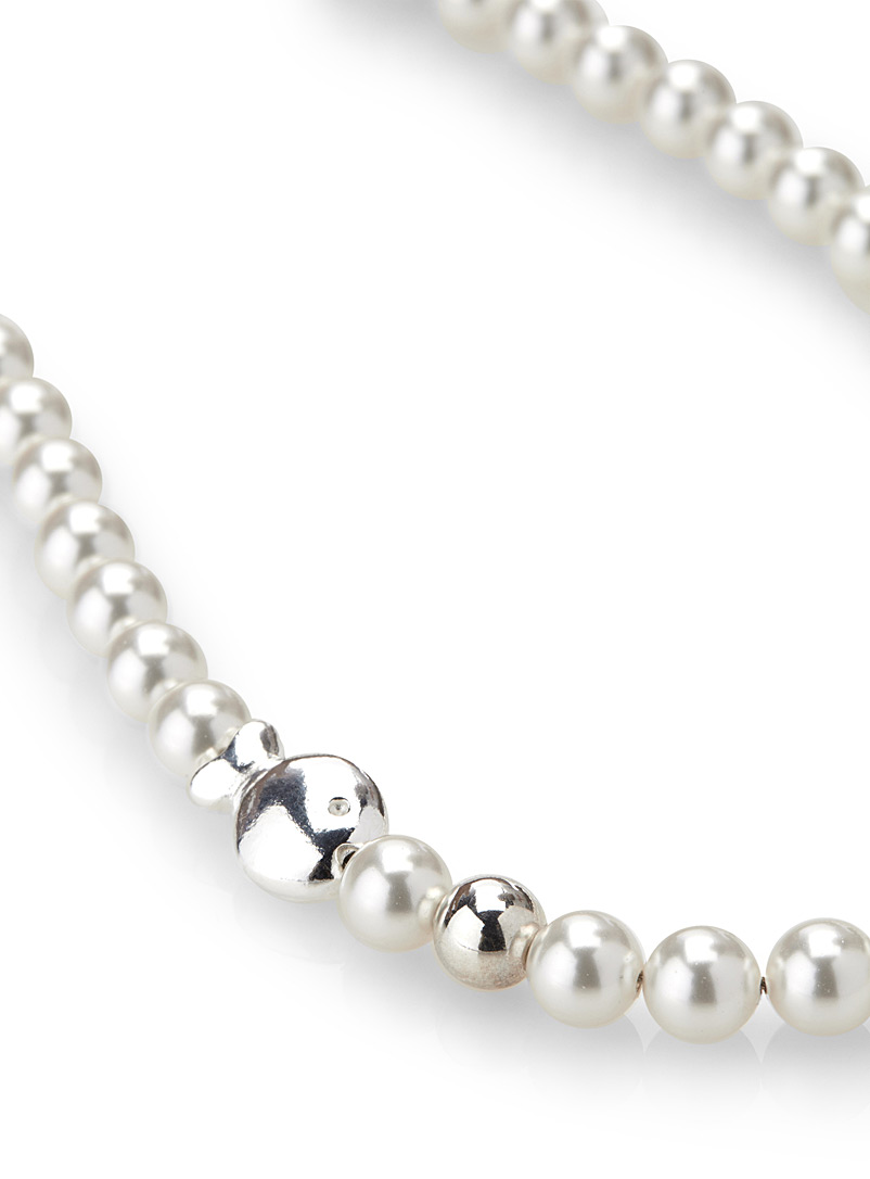Clio blue: Le collier perles et poisson Blanc pour femme
