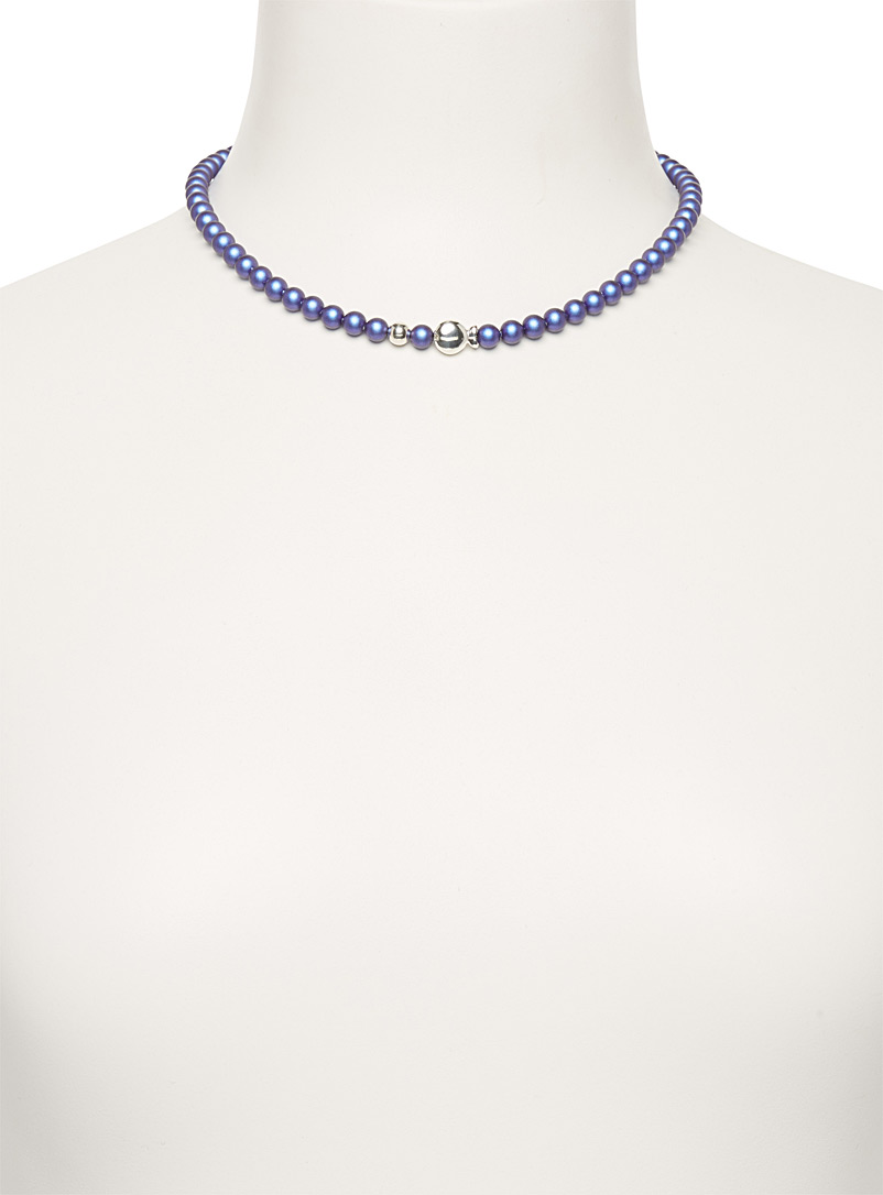 Clio blue Marine Blue Iridescent pearl necklace for women