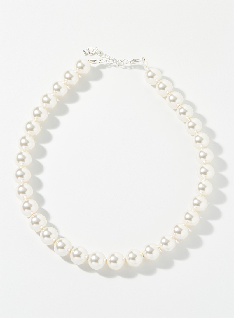 Clio blue: Le collier perles XL Blanc pour femme