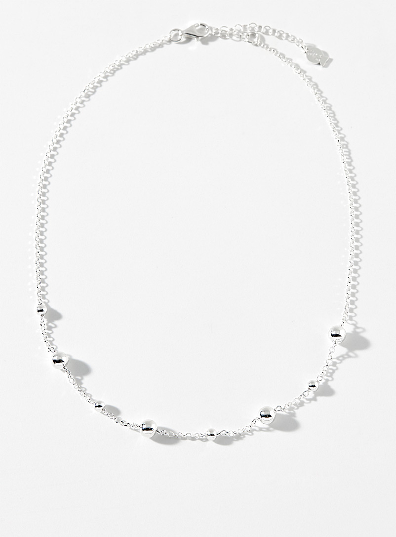 Clio blue Silver Silvery bead chain for women