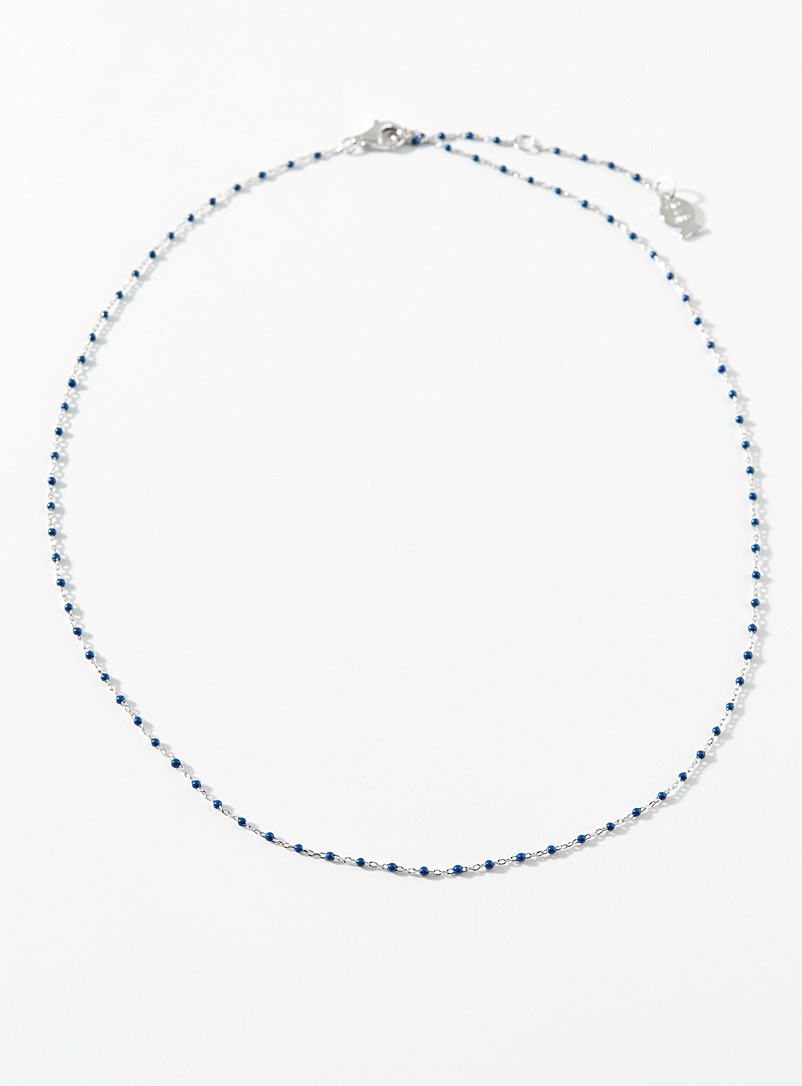 Clio blue Silver Thin navy bead chain for women
