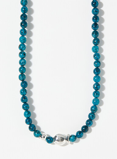 Le collier billes turquoise poisson