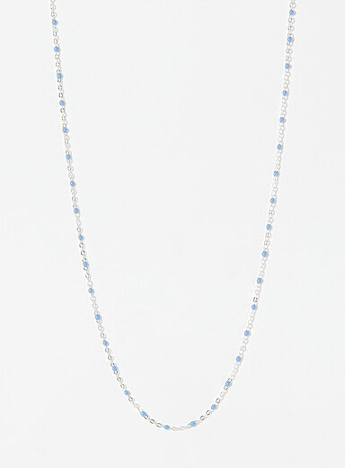 Sky-blue beaded thin chain