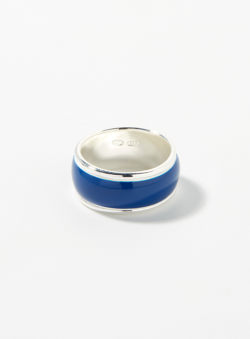 Clio blue Marine Blue Two-tone enamel ring for women