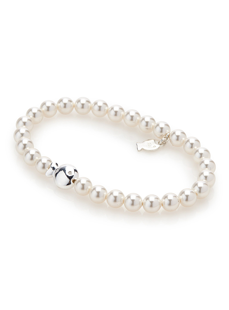 Clio blue: Le bracelet petites perles et poisson Blanc pour femme