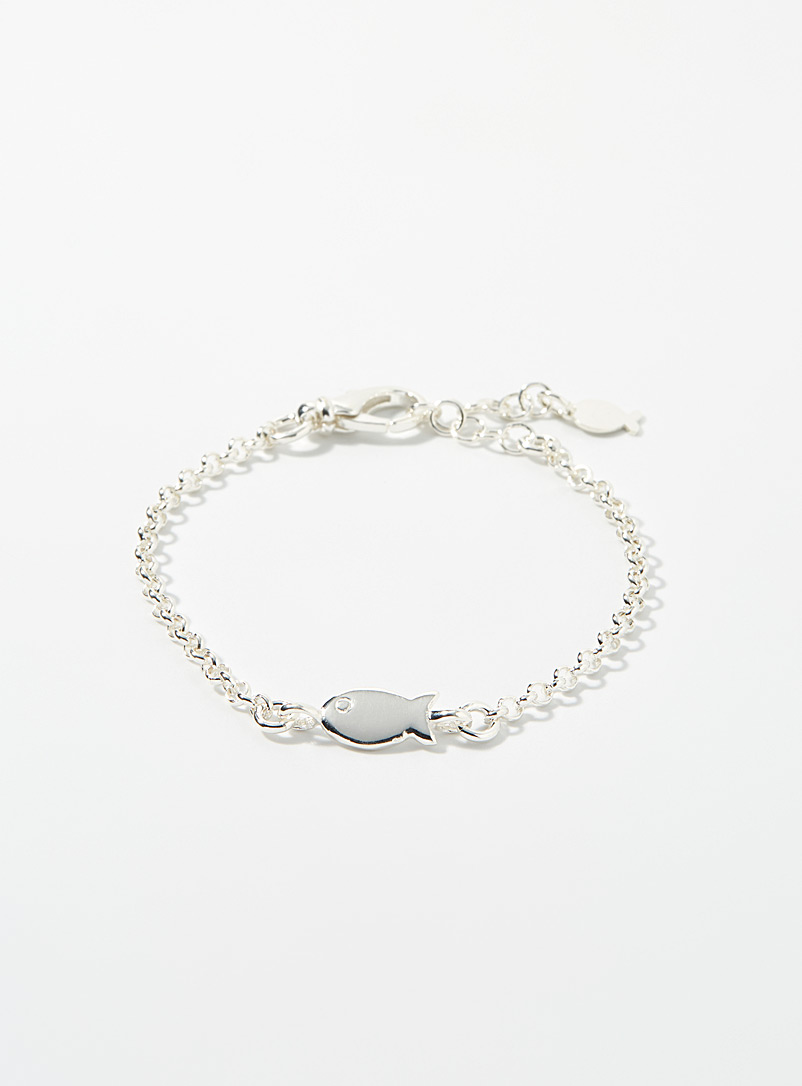 Small silver fish bracelet, Clio blue