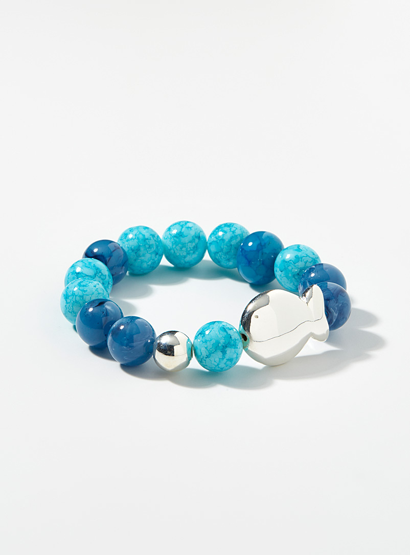 Clio blue: Le bracelet perles nuancées Bleu à motifs pour femme