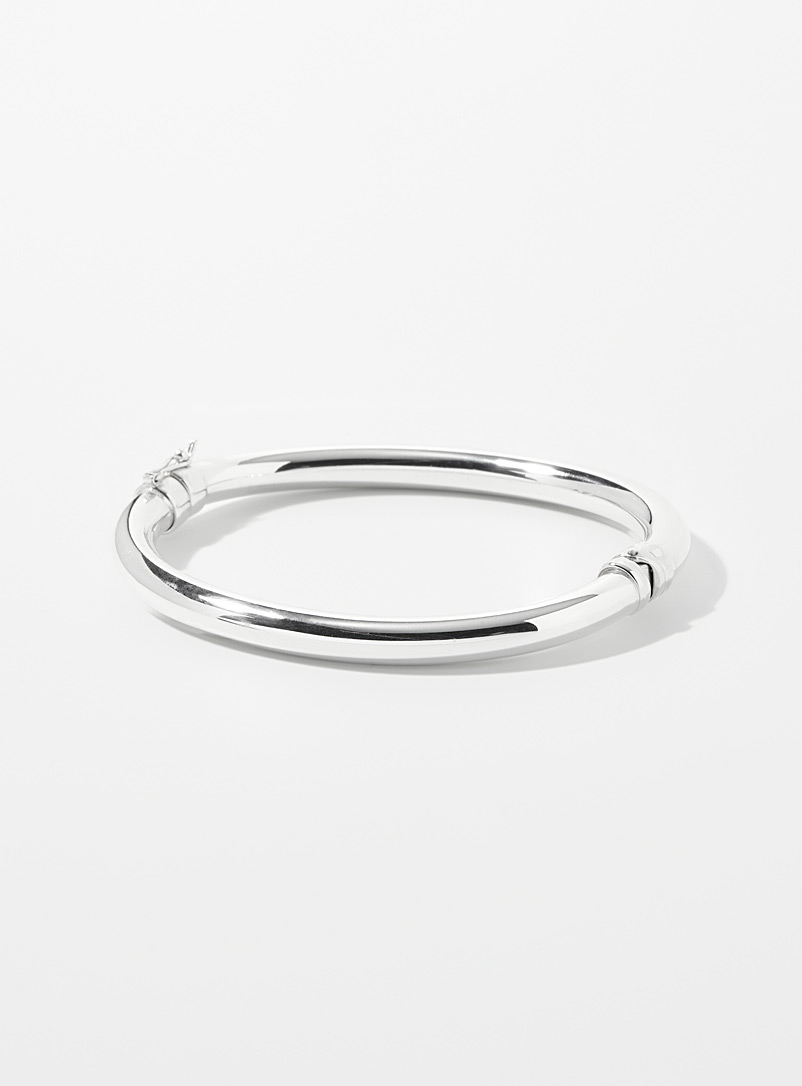 Clio blue: Le bracelet ovale argenté Argent pour femme