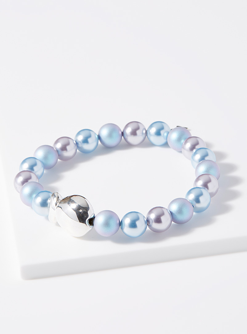 Clio blue: Le bracelet billes tricolores Bleu pour femme