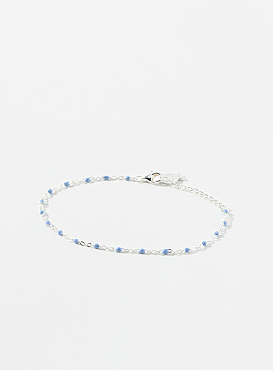 Le bracelet mince billes bleu ciel