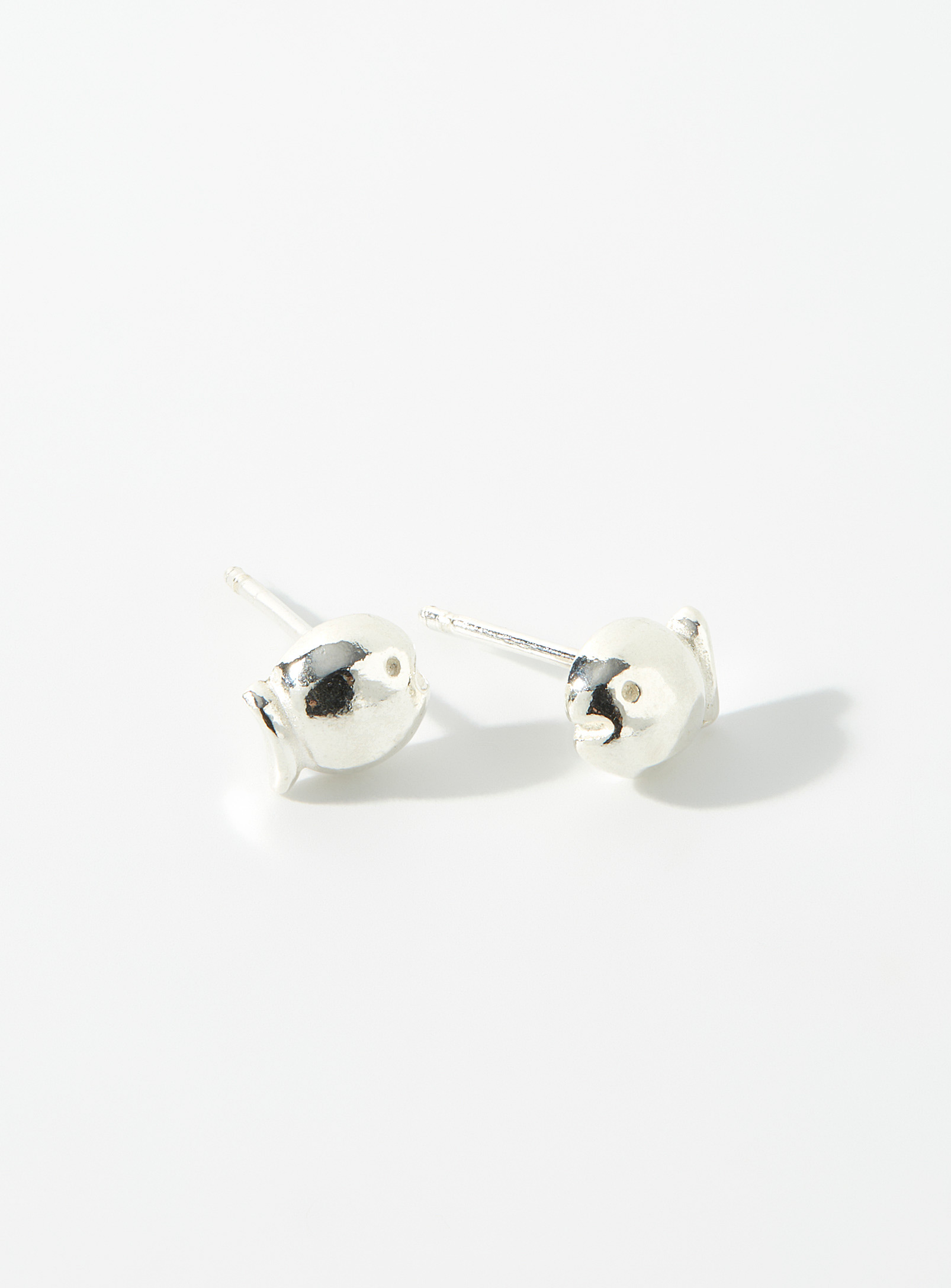 Clio blue - Women's Silver fish earrings
