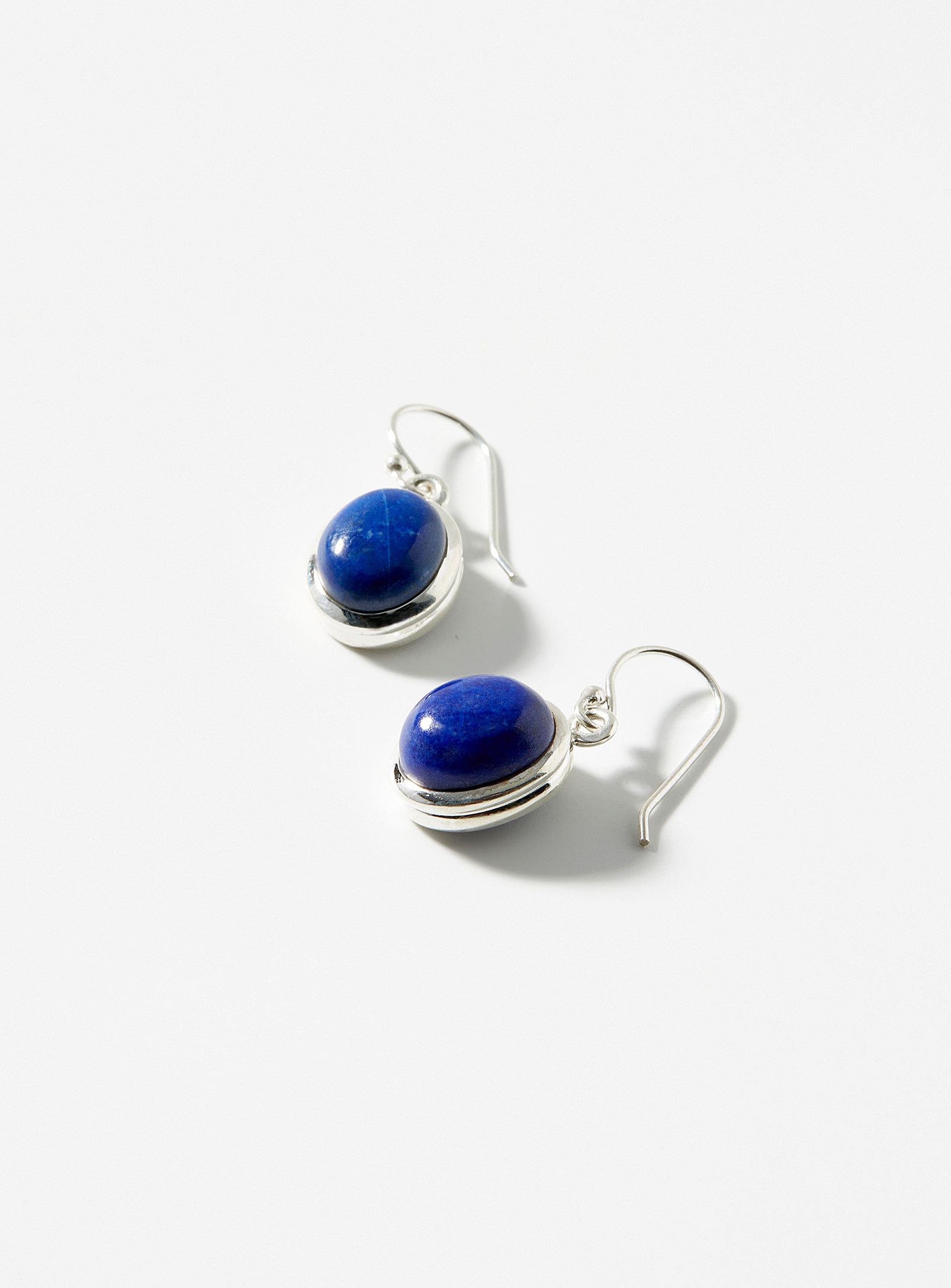 Clio Blue Natural Gemstone Earrings In Metallic