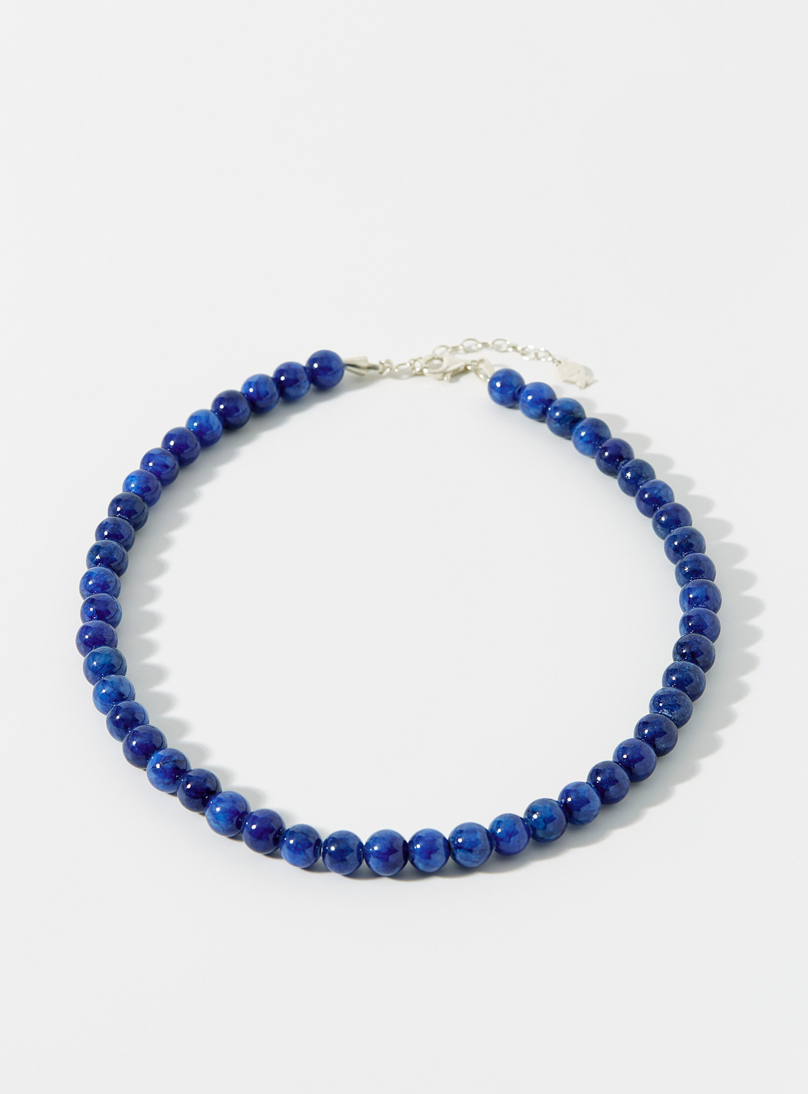 Clio Blue Navy Bead Necklace In Blue