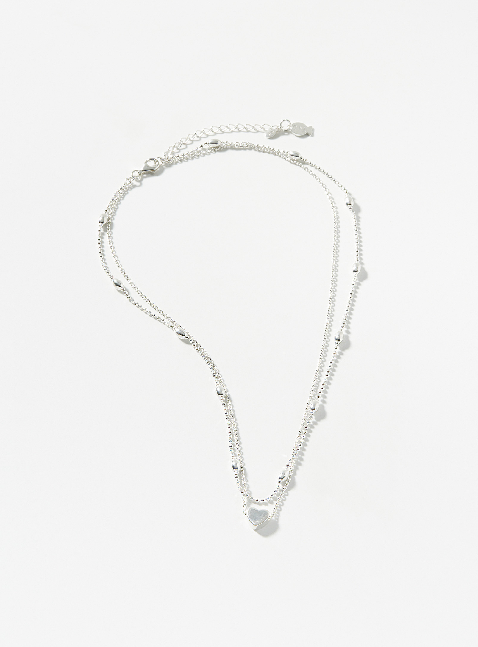 Clio Blue Silver Heart Double-row Chain In White
