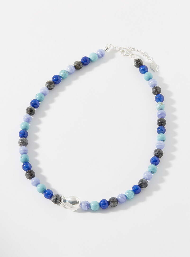 Blue beaded necklace product image (primary)