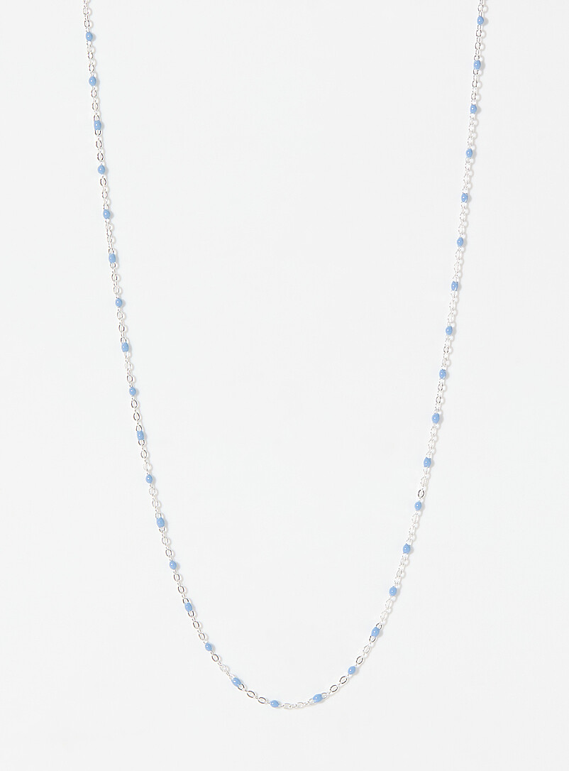 Sky-blue beaded thin chain product image (primary)