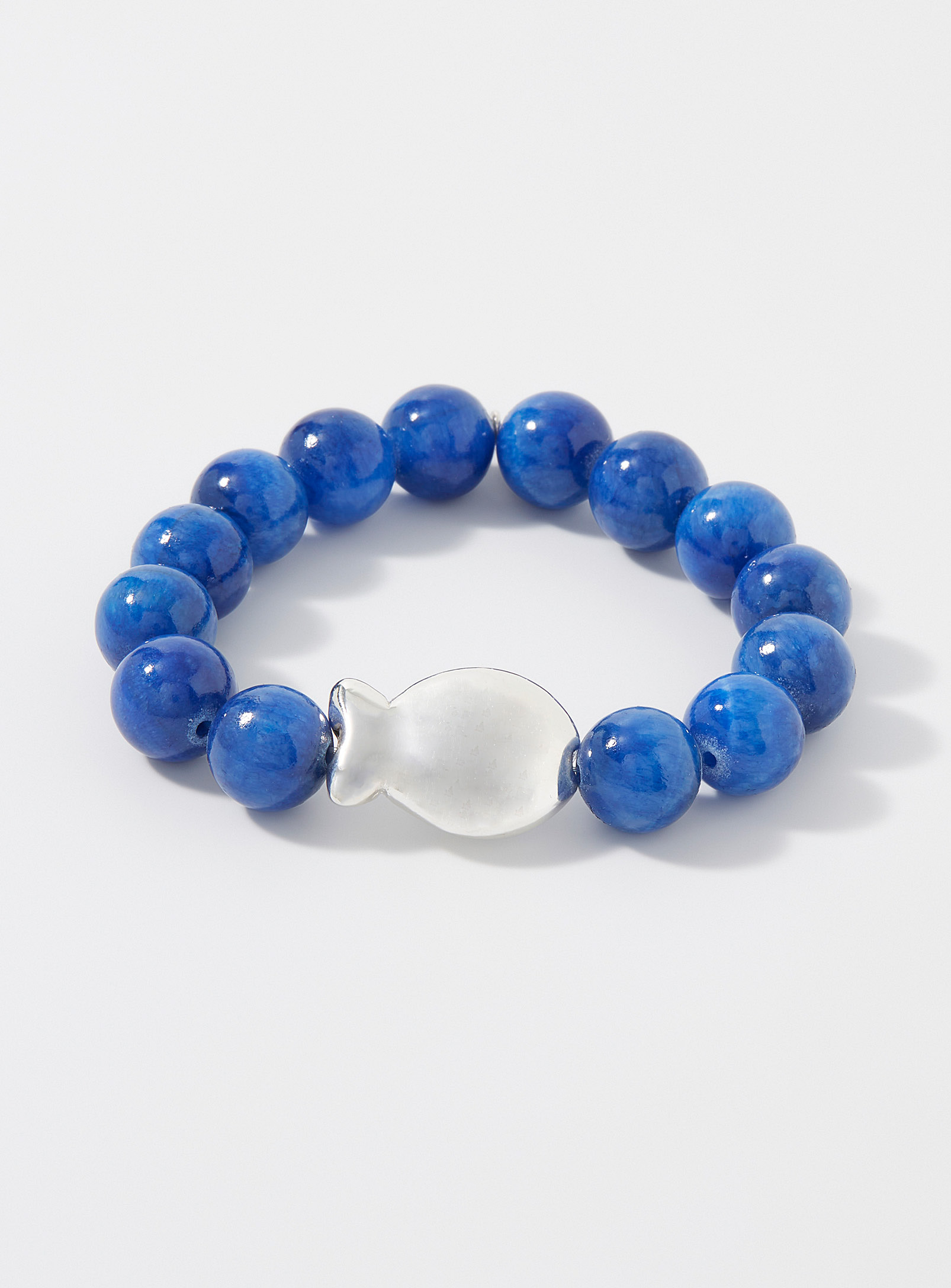 Clio blue - Le bracelet grandes perles iridescentes