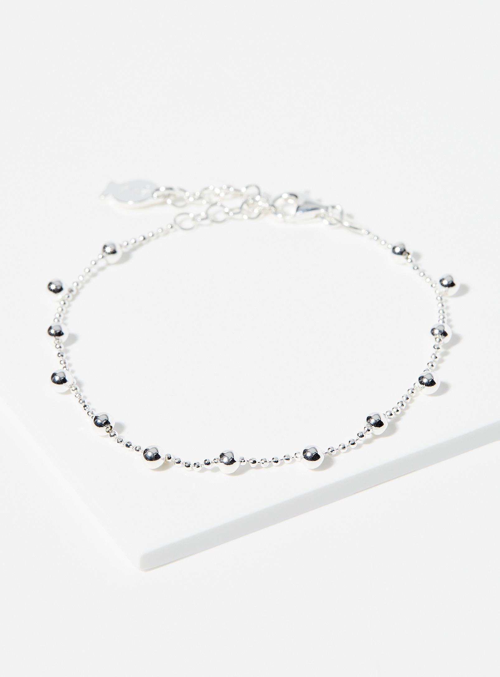 Clio blue - Women's Silver bead bracelet