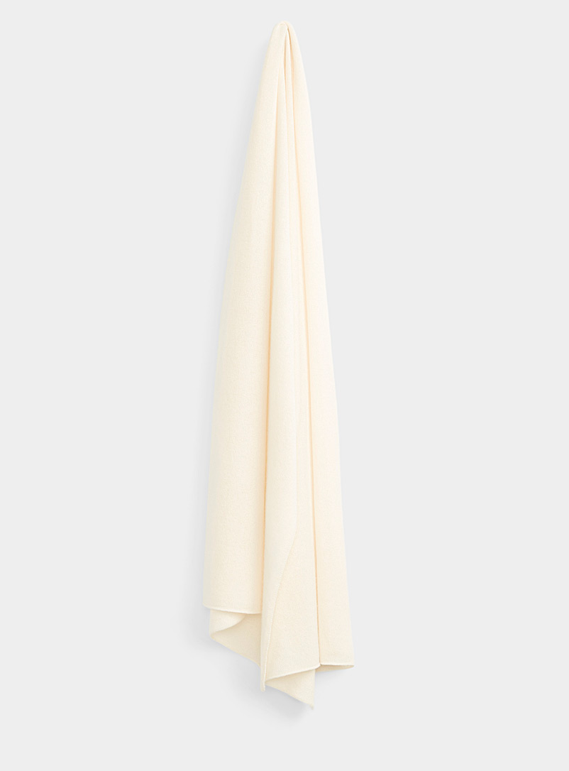 Simons Ivory White Pure cashmere scarf for women