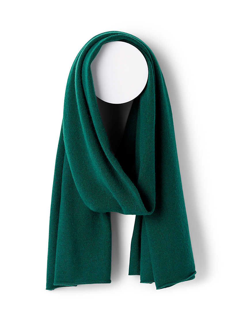 Simons Mossy Green Pure cashmere scarf for women