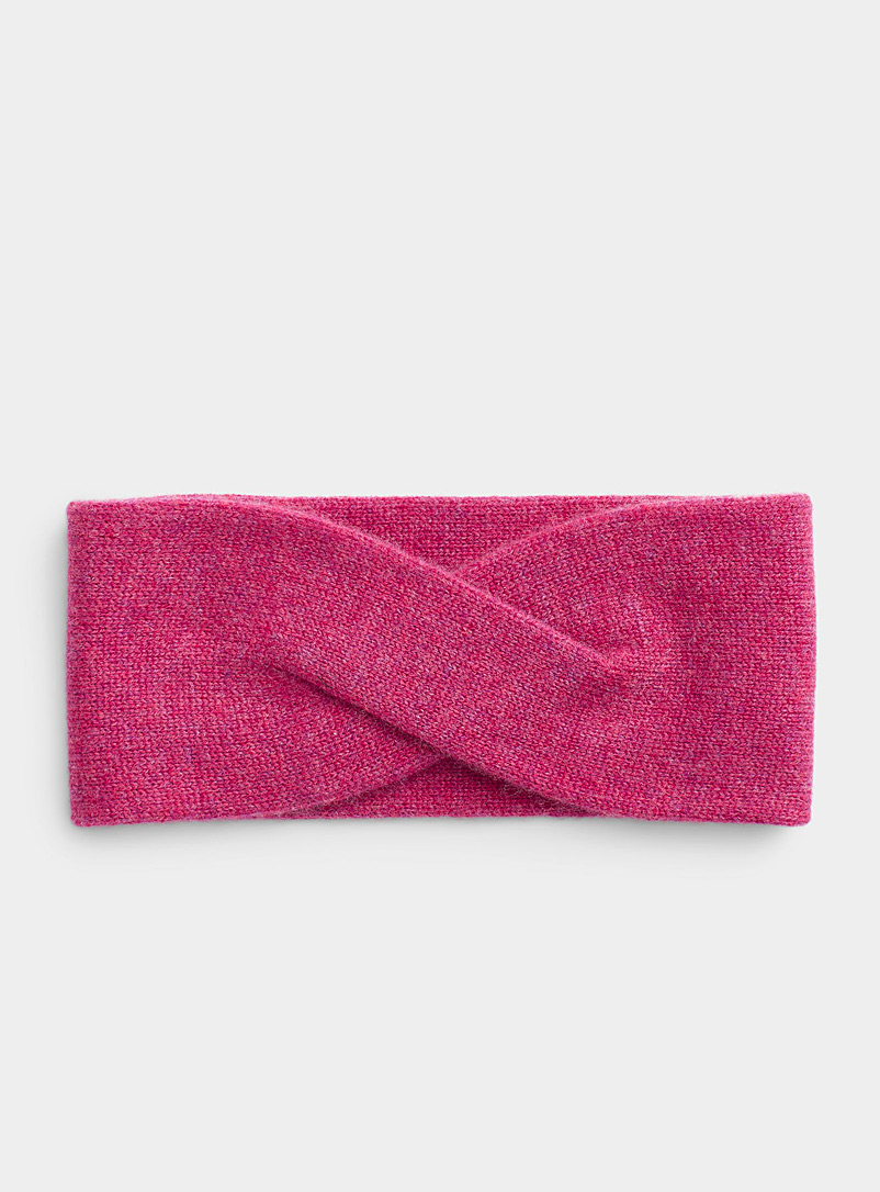 Simons Medium Pink Delicate twist cashmere headband for women