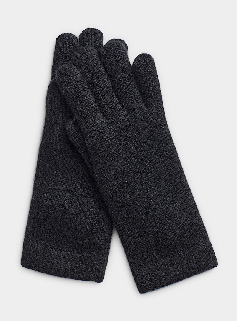 Simons Black Pure cashmere gloves for women