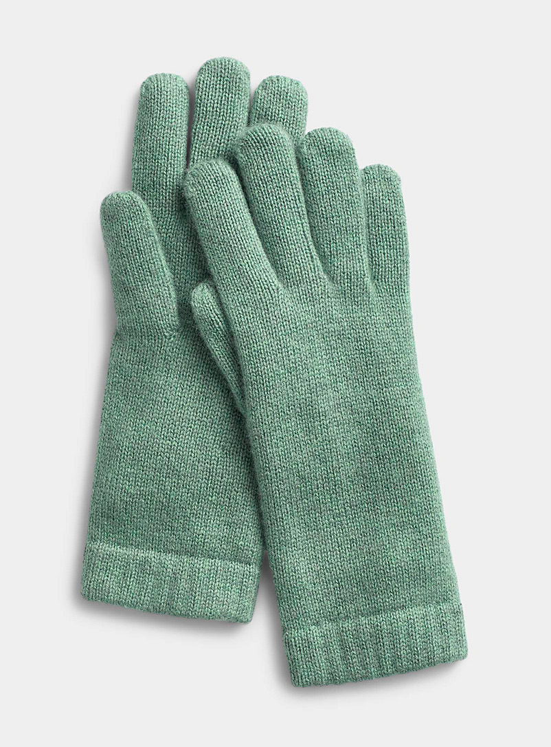 Simons Bottle Green Pure cashmere gloves for women