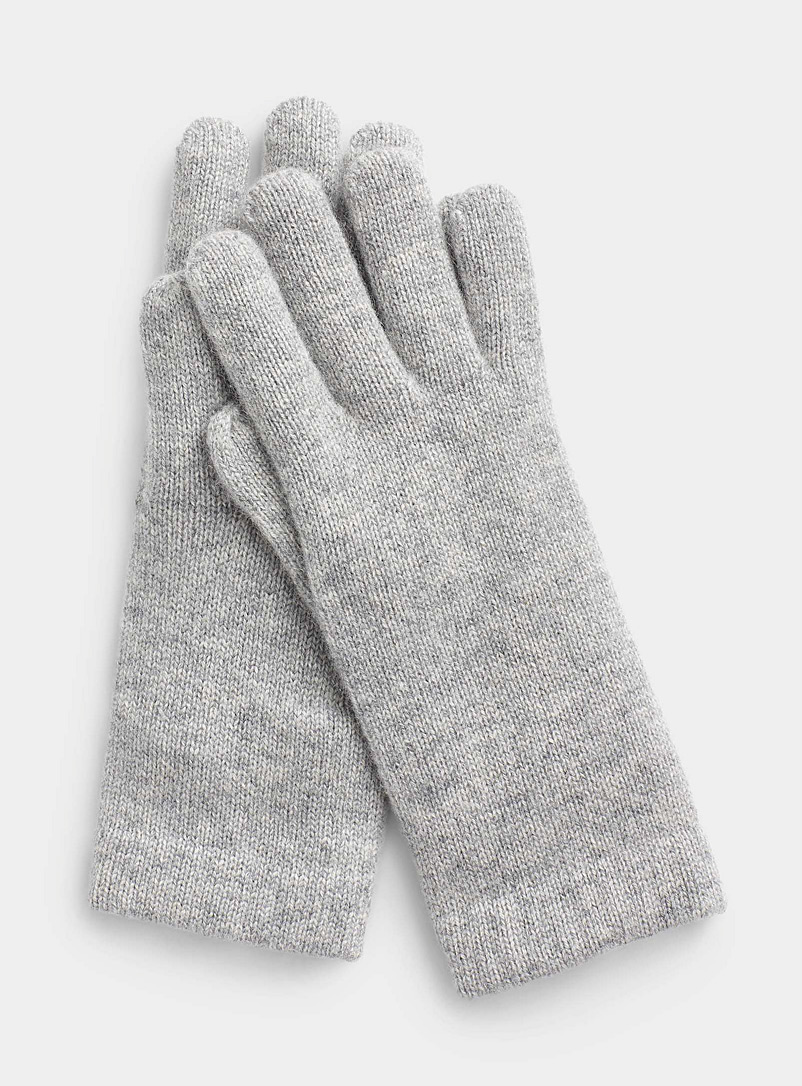 Simons Grey Pure cashmere gloves for women