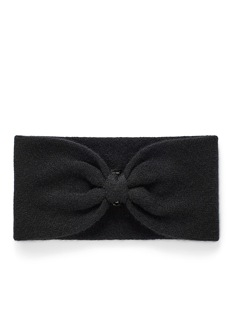 Simons Black Pure cashmere knotted headband for women