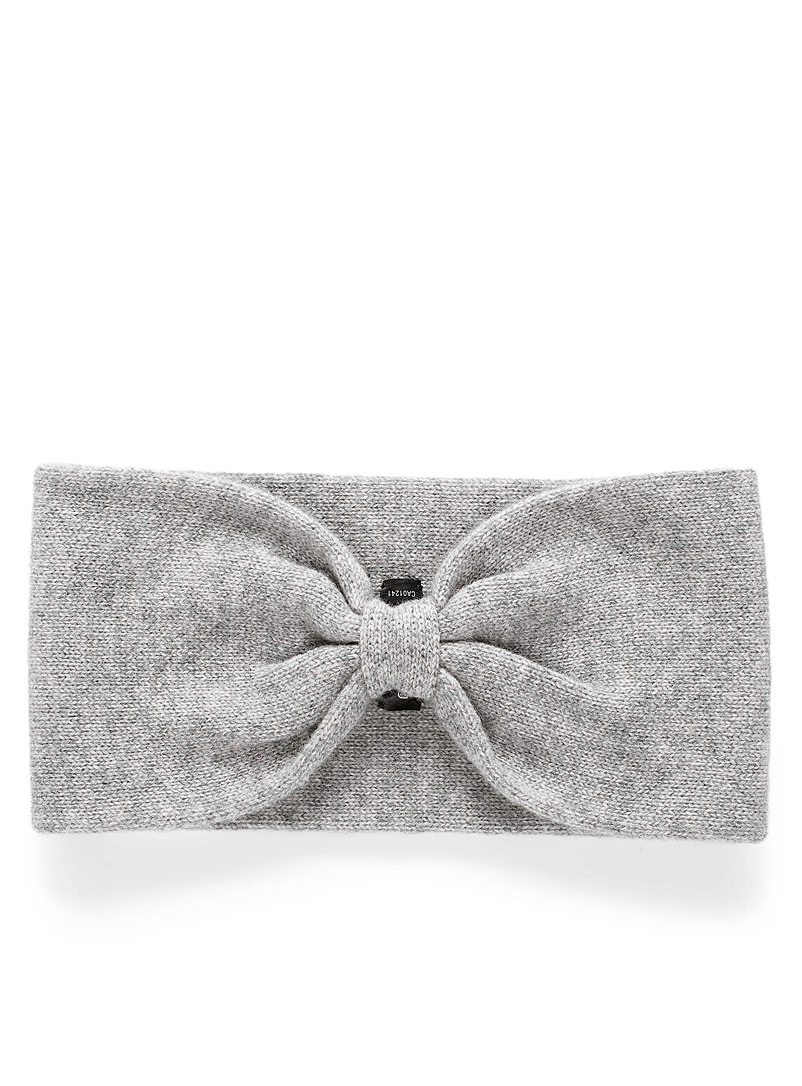 Simons Light grey Pure cashmere knotted headband for women