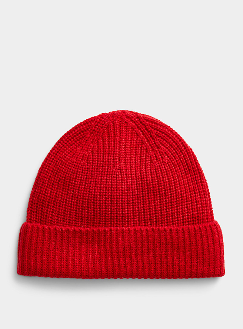 Le 31 Cherry Red Recycled cashmere wool tuque for men